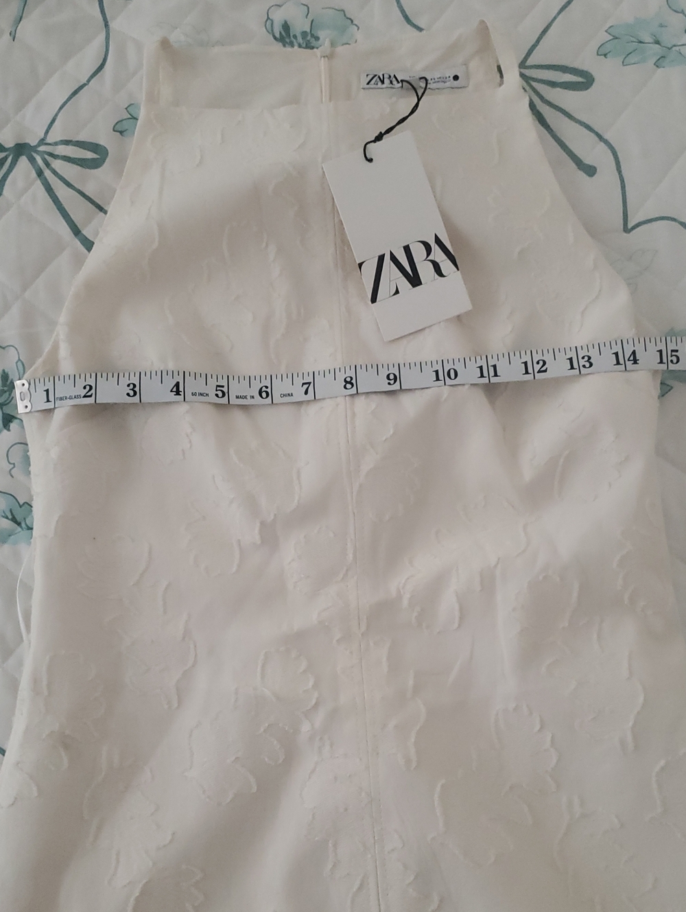 NWT ZARA Jacquard Floral Embroidered Sleeveless Shift Dress Size XS Cream Ivory - Picture 15 of 16